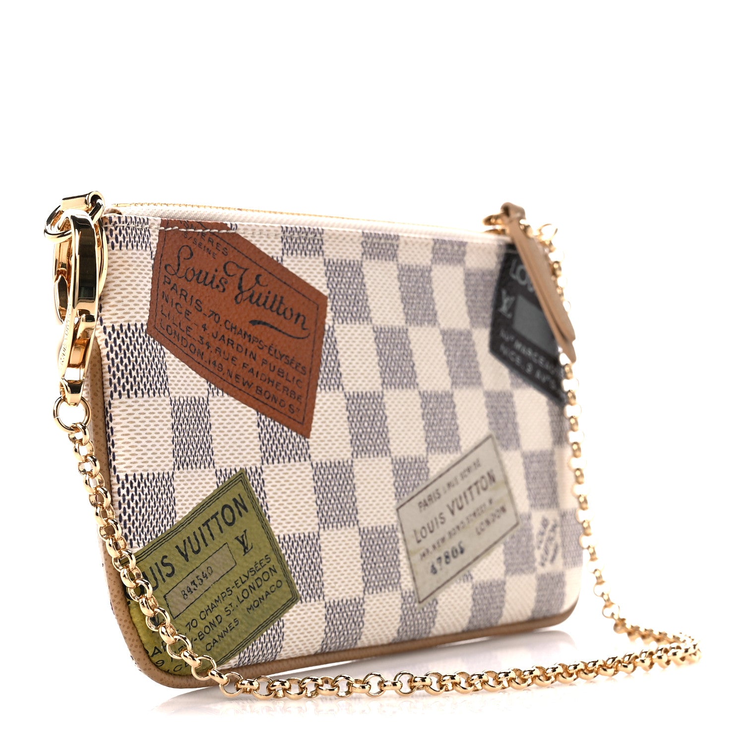 Louis Vuitton Damier Azur Trunks Labels Pochette Milla MM 2 of 15