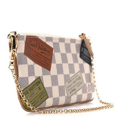 Louis Vuitton Damier Azur Trunks Labels Pochette Milla MM 2 of 15