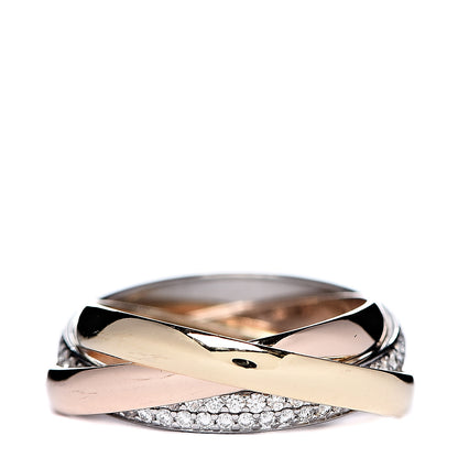 Cartier 18K Pink Yellow White Gold Diamond Trinity Ring 54 6.75 3 of 5
