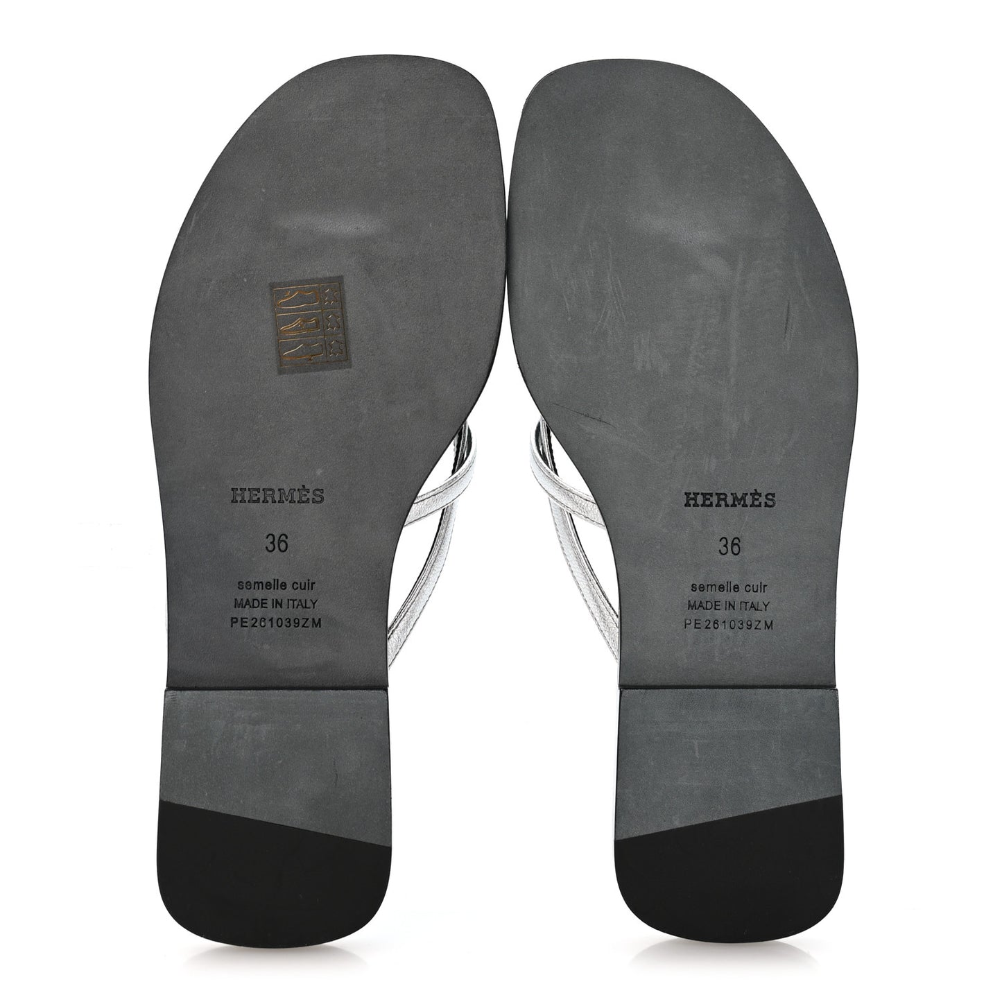 Metallic Goatskin Miss Sandals 36 Gris Argente