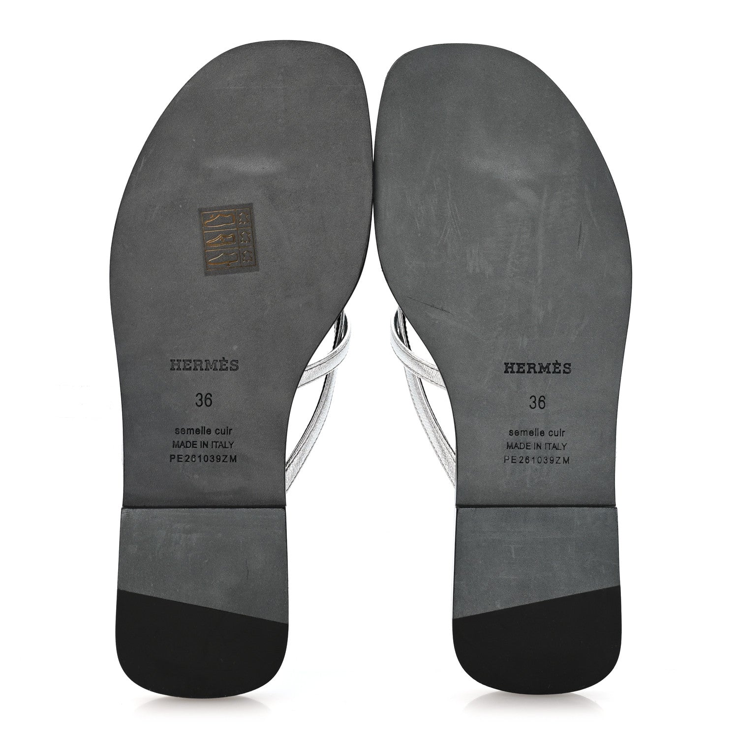 Hermes Metallic Goatskin Miss Sandals 36 Gris Argente 7 of 9