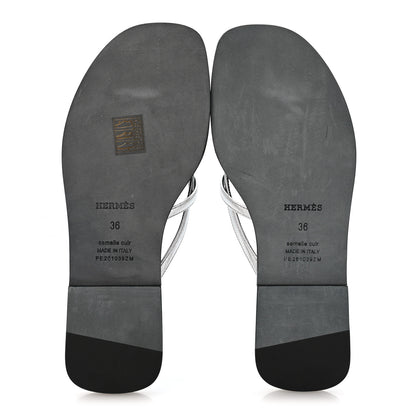 Hermes Metallic Goatskin Miss Sandals 36 Gris Argente 7 of 9