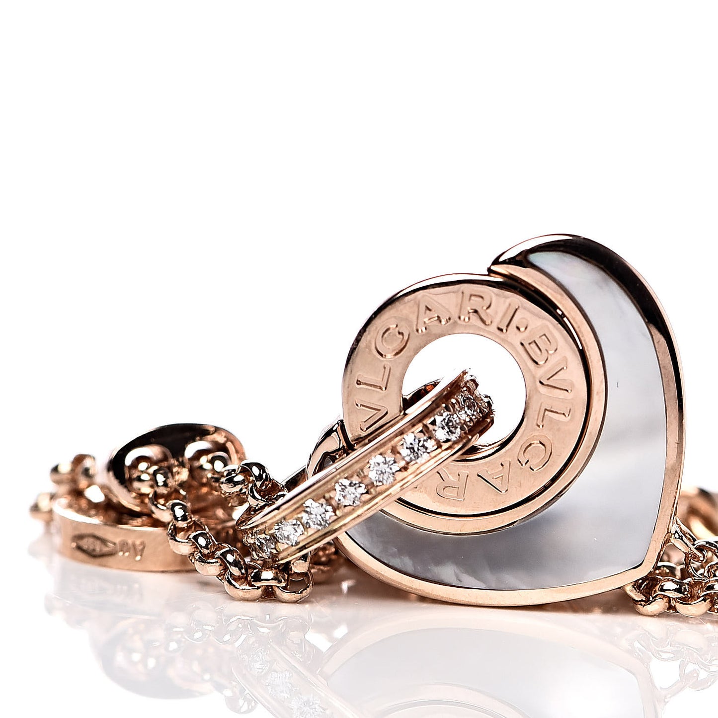 18K Rose Gold Diamond Mother of Pearl Cuore Bracelet