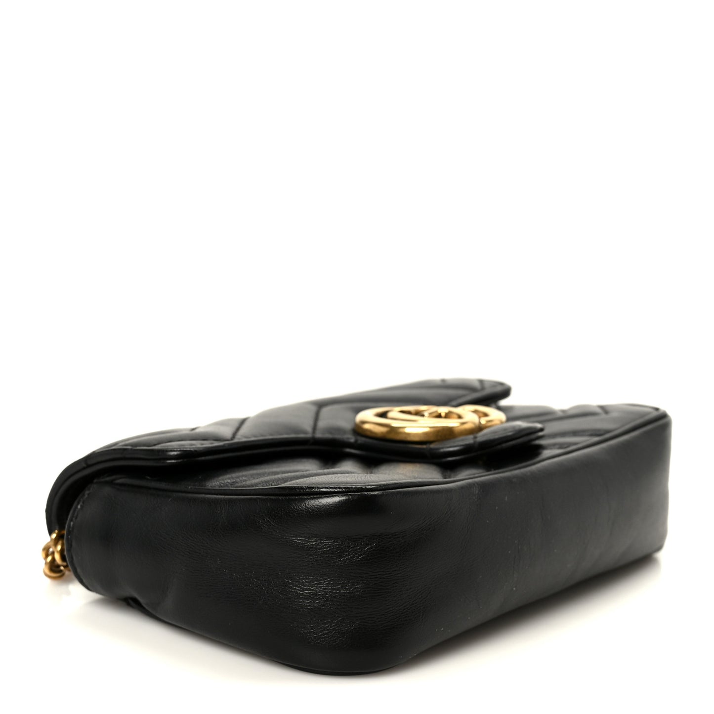Calfskin Matelasse Super Mini GG Marmont Shoulder Bag Black