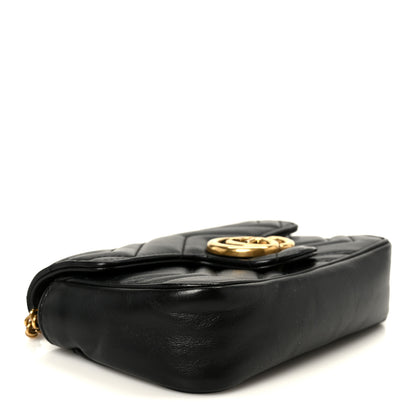 Gucci Calfskin Matelasse Super Mini GG Marmont Shoulder Bag Black 4 of 11