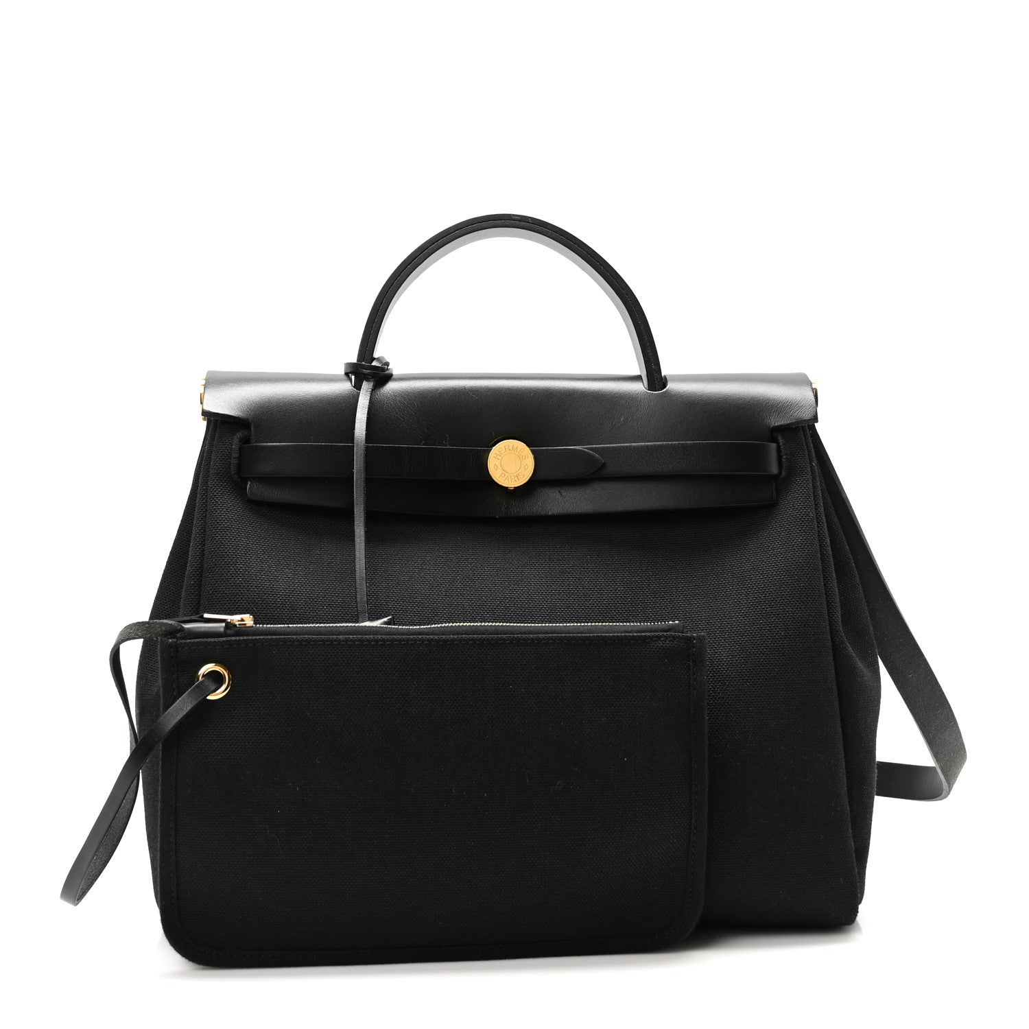Hermes Military Toile Vache Hunter Herbag Zip Retourne 31 PM Black 3 of 11