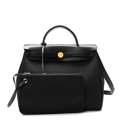 Hermes Military Toile Vache Hunter Herbag Zip Retourne 31 PM Black 3 of 11