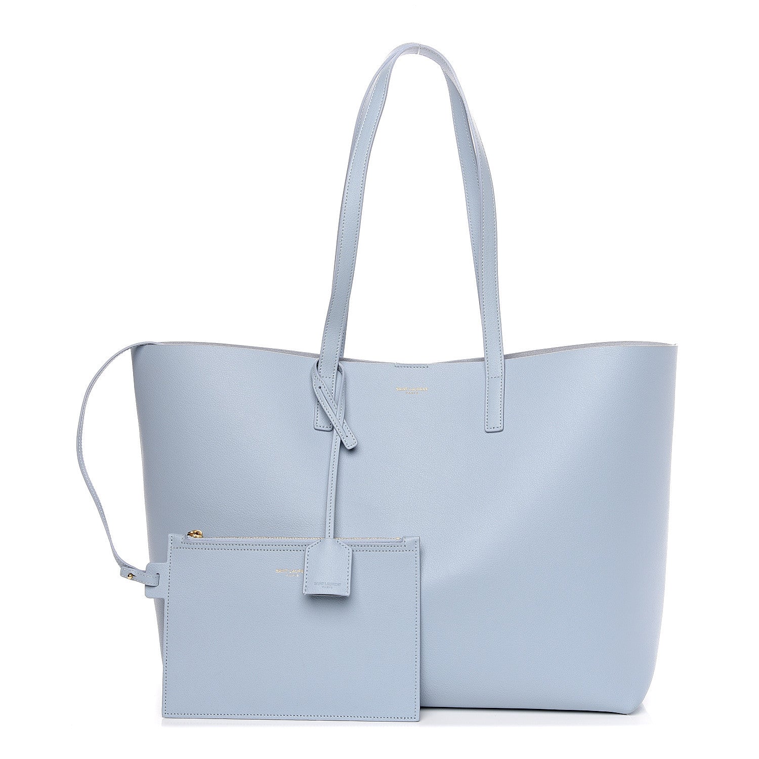 Saint Laurent Calfskin Large Shopping Tote Light Blue 1 of 9