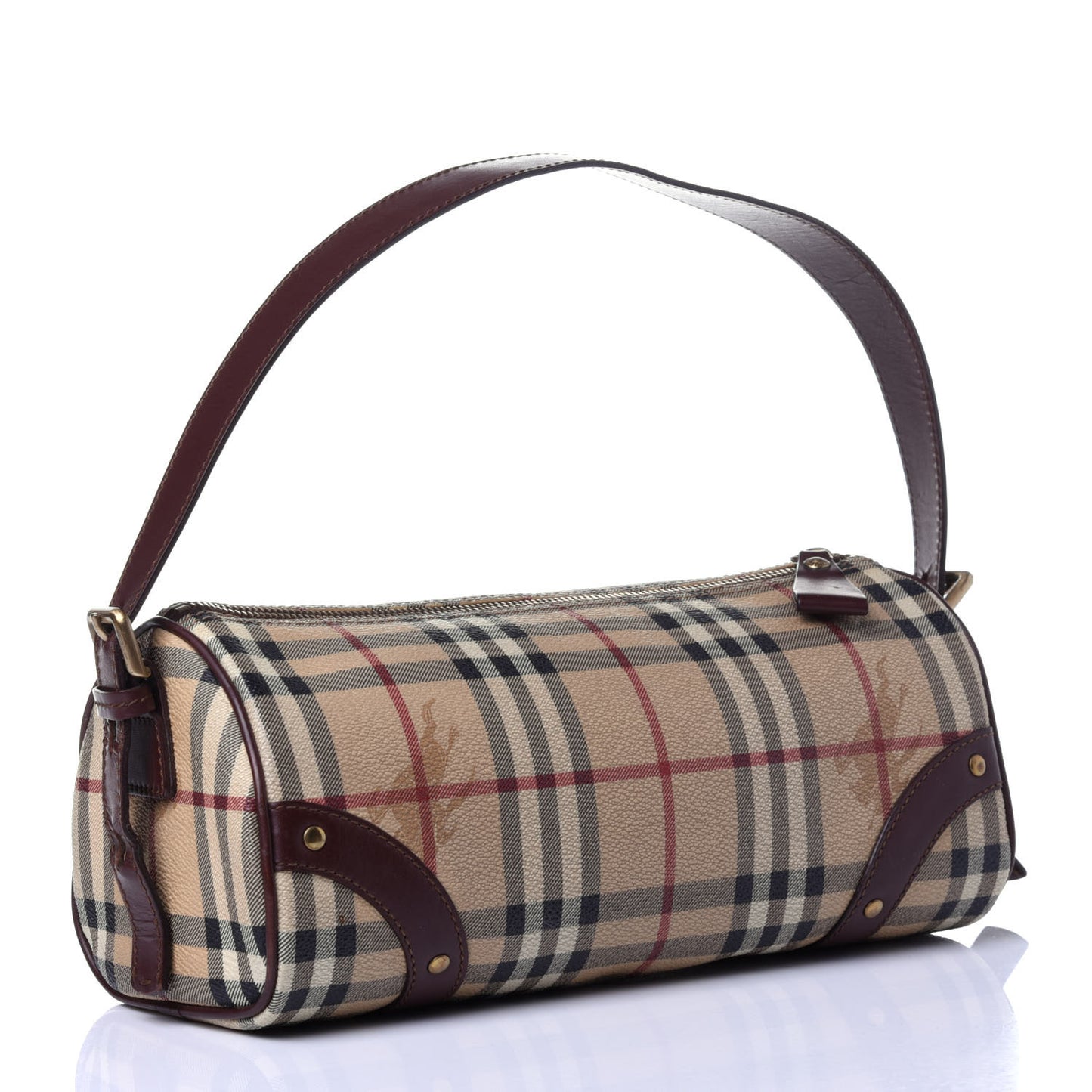 Haymarket Check Studded Barrel Bag Chocolate