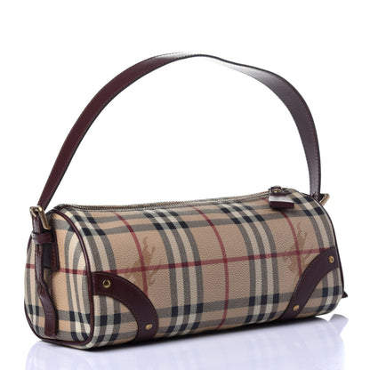 Burberry Haymarket Check Studded Barrel Bag Chocolate 3 of 10
