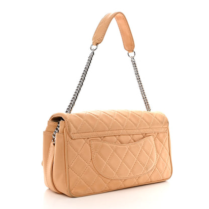 Chanel Lambskin Quilted Jumbo Icons Secret Label Flap Beige 3 of 14