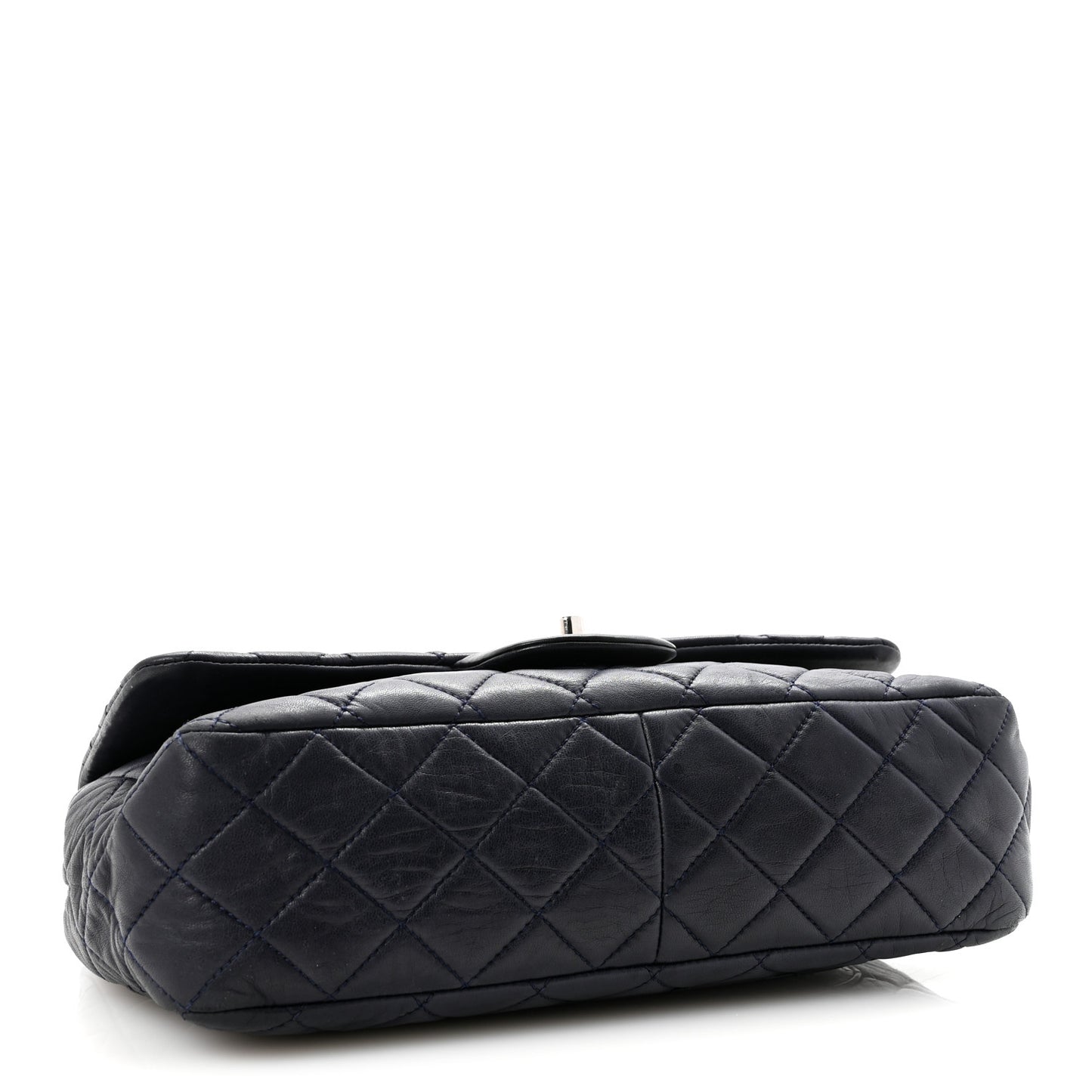 Lambskin Quilted Jumbo Single Flap Navy