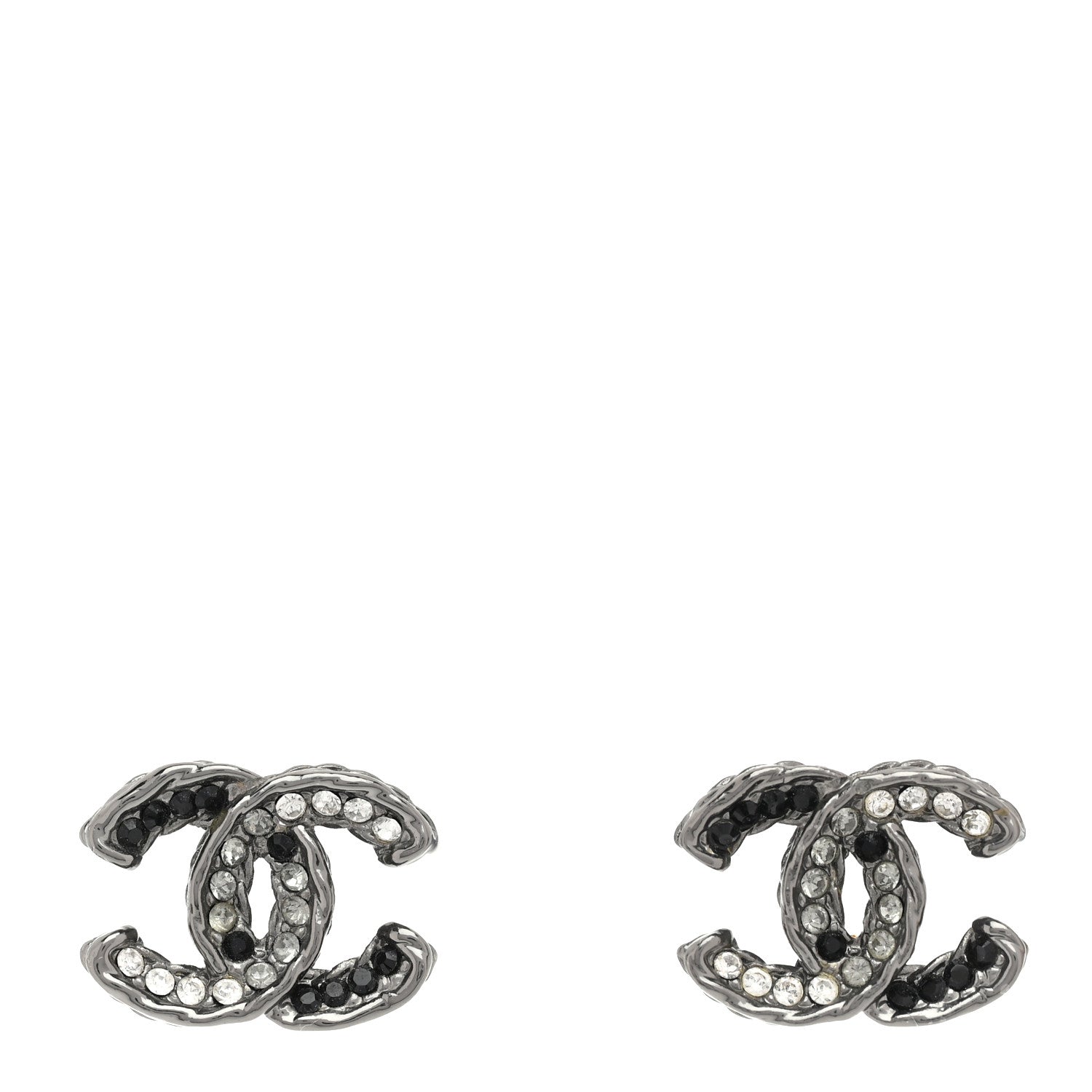Chanel Ruthenium Crystal CC Earrings Black 1 of 5