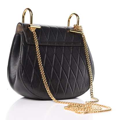 Chloe Calfskin Diamond Embossed Drew Shoulder Bag Black 3 of 10