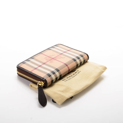 Burberry Haymarket Check Compact Zip Around Wallet Chocolate 4 of 7