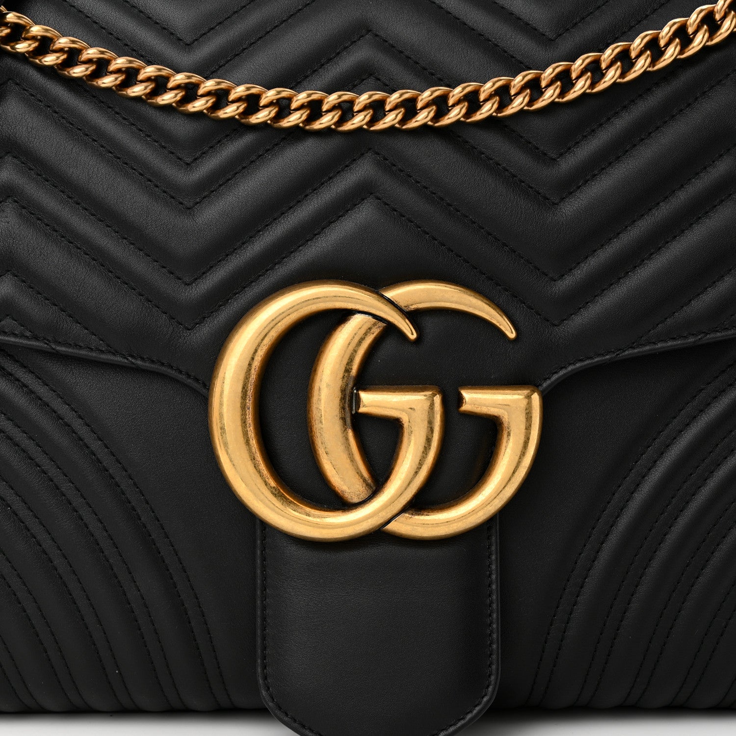 Gucci Calfskin Matelasse Maxi GG Marmont Top Handle Shoulder Bag Black 8 of 10