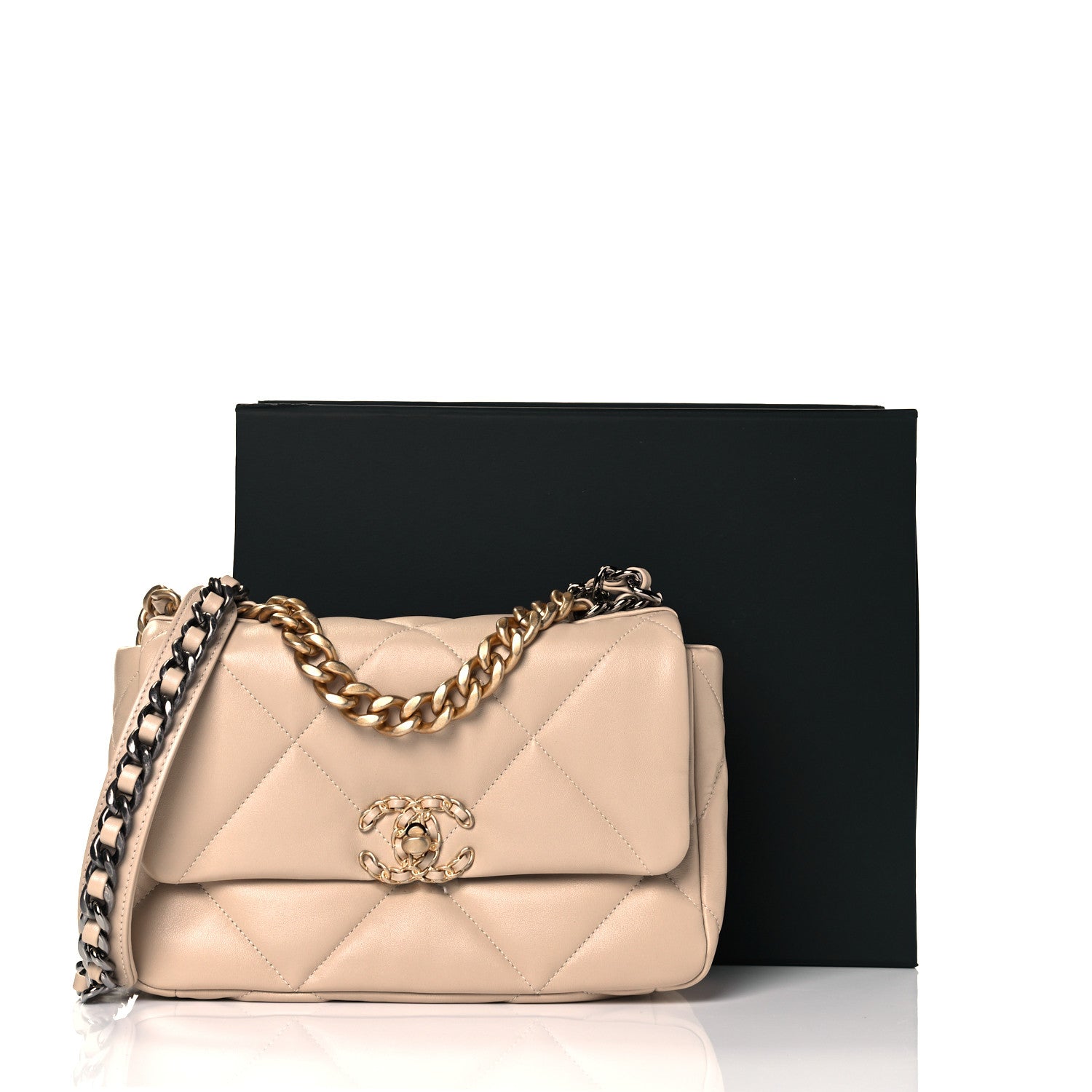 Chanel Lambskin Quilted Medium Chanel 19 Flap Beige 10 of 10