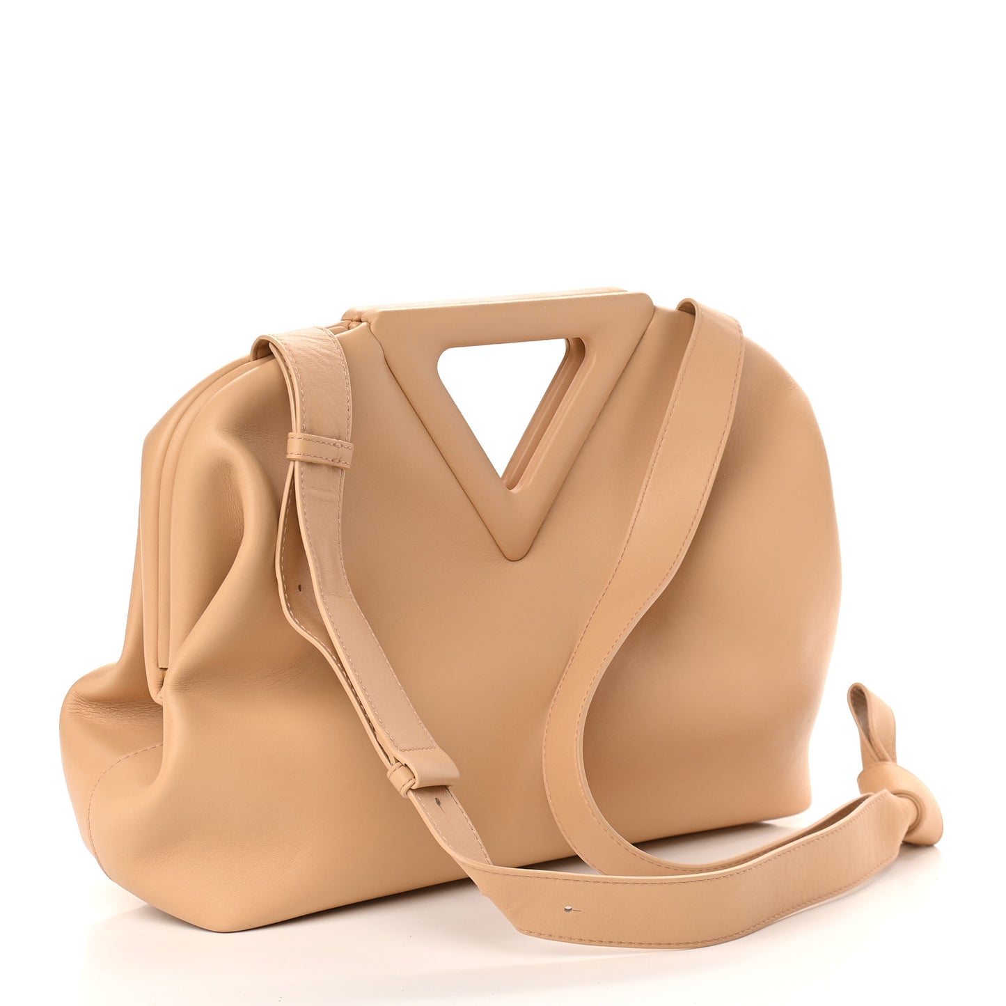 Calfskin Medium The Point Triangle Bag Almond