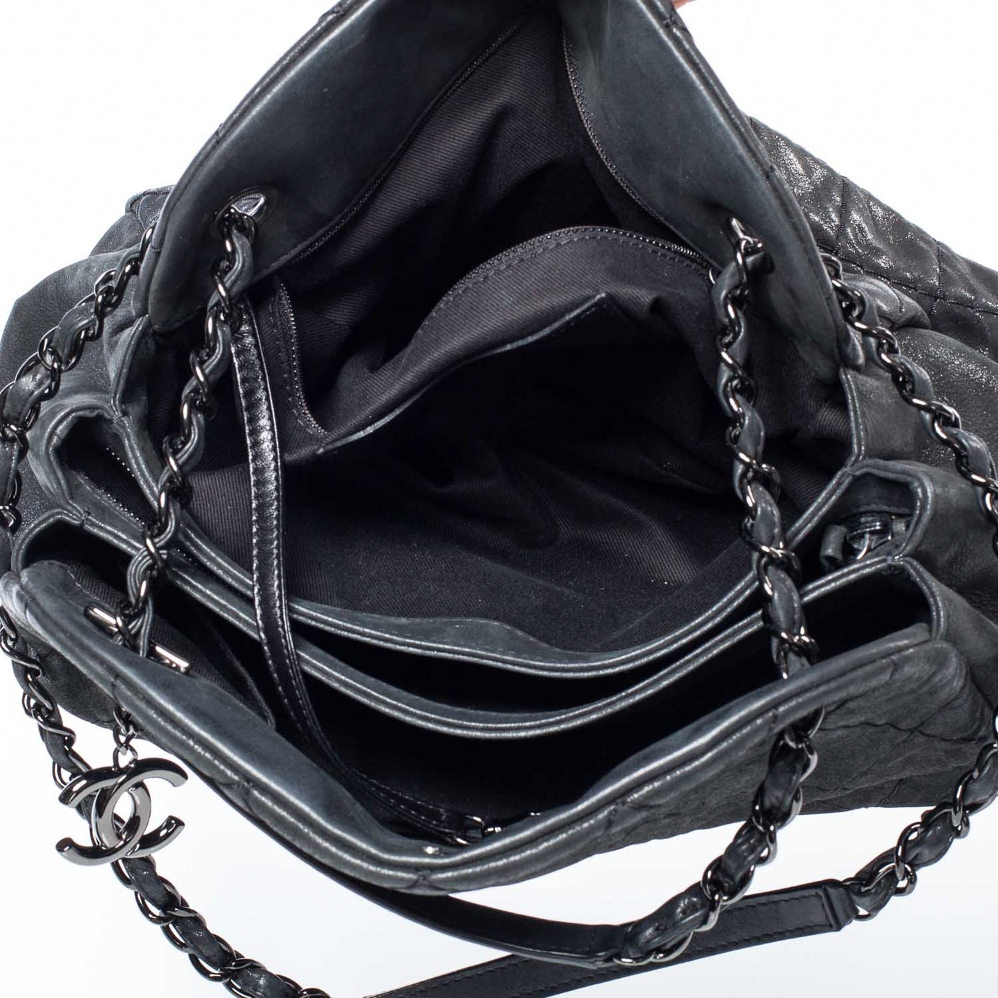 Iridescent Calfskin Large Just Mademoiselle Black