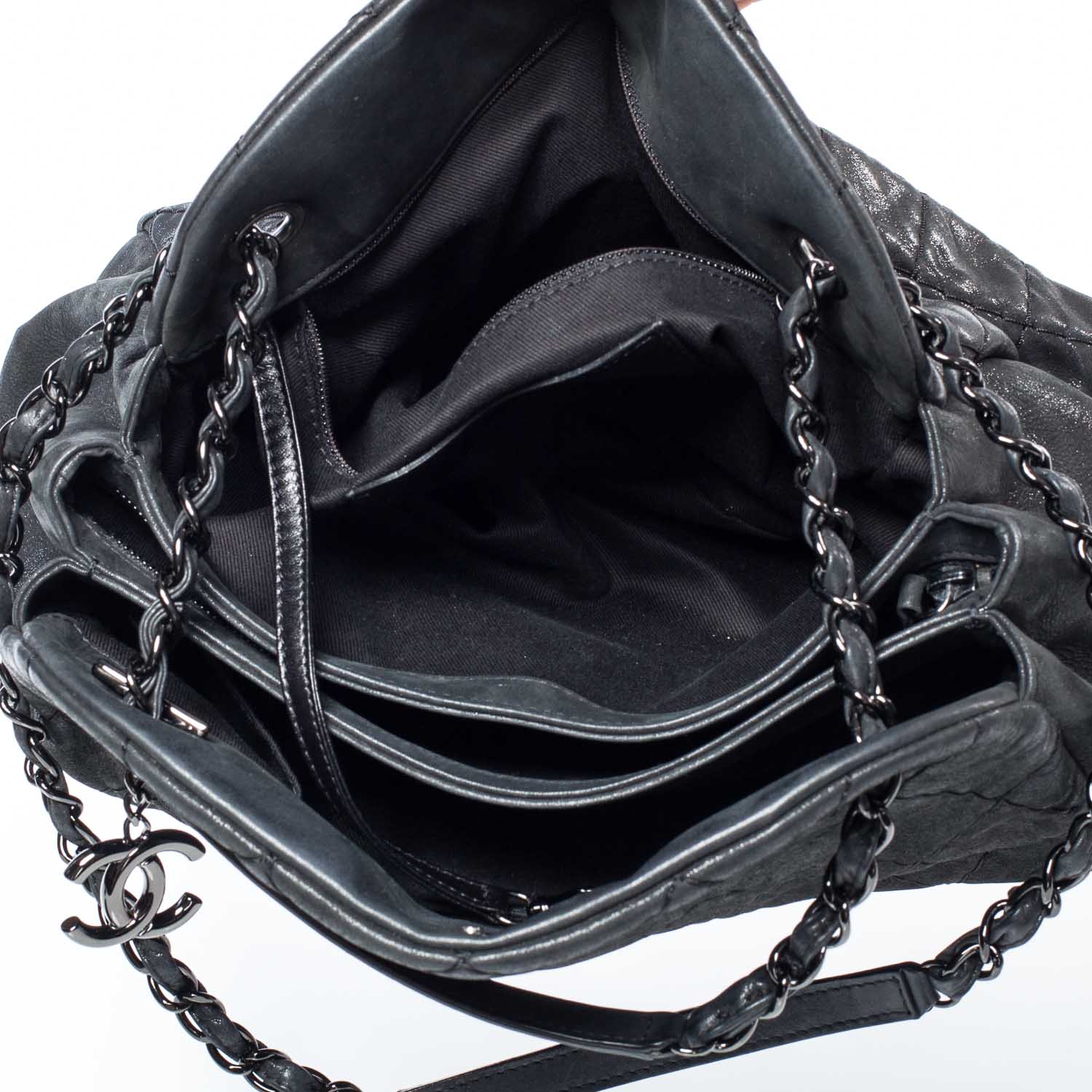 Chanel Iridescent Calfskin Large Just Mademoiselle Black 9 of 9