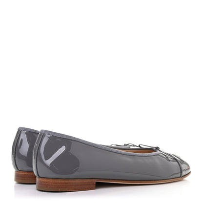 Chanel Patent Calfskin CC Cap Toe Ballerina Flats 39 Dark Grey 4 of 8