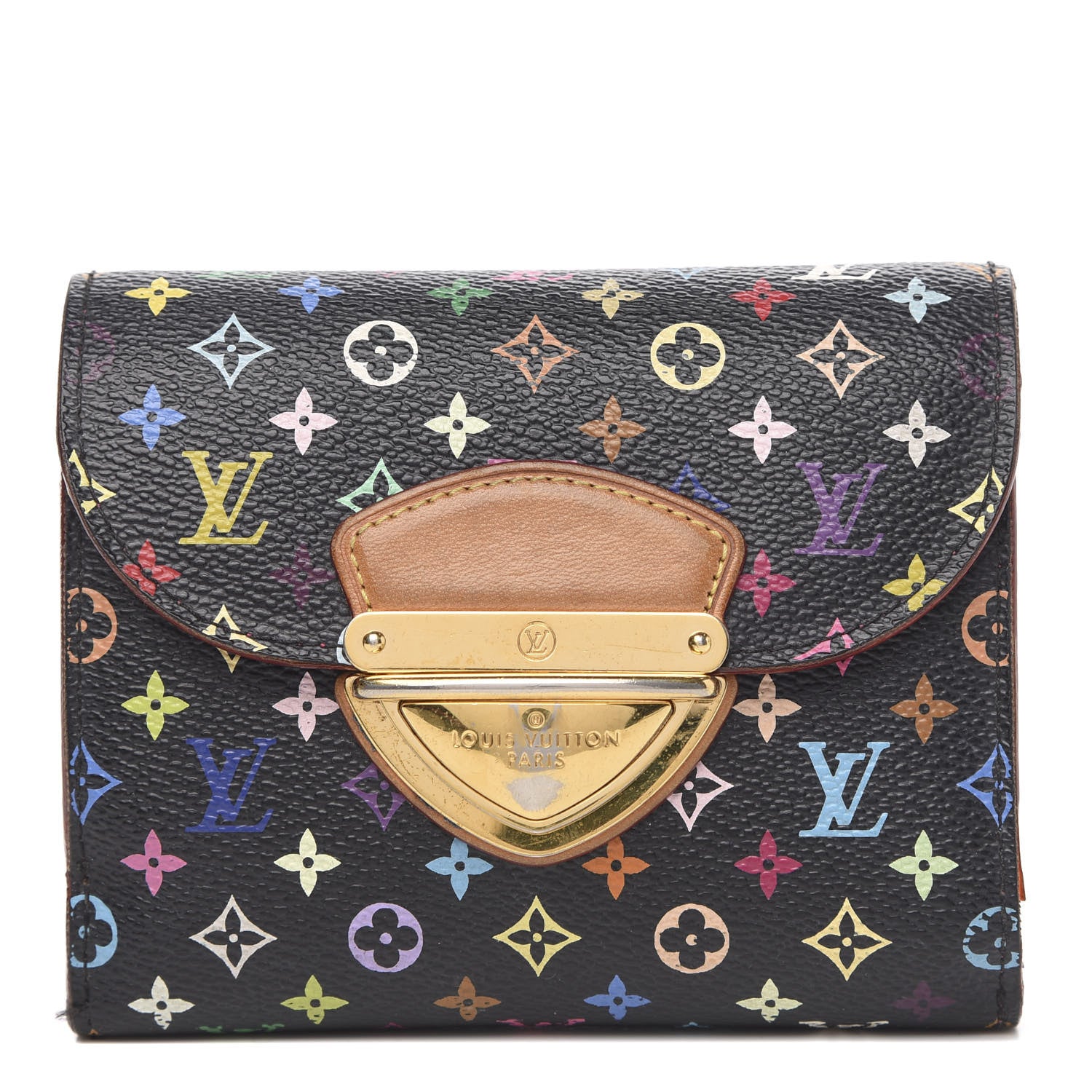 Louis Vuitton Monogram Multicolor Joey Wallet Black Grenade 1 of 12