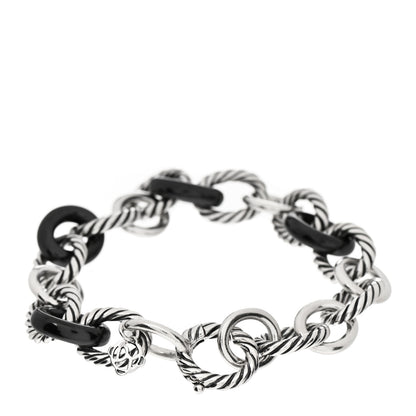 David Yurman Sterling Silver Ceramic 13mm Large Oval Link Bracelet Black 2 of 3