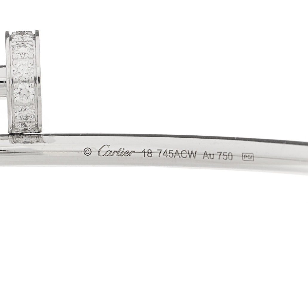 Cartier 18K White Gold Diamond Small Juste Un Clou Bracelet 18 3 of 3