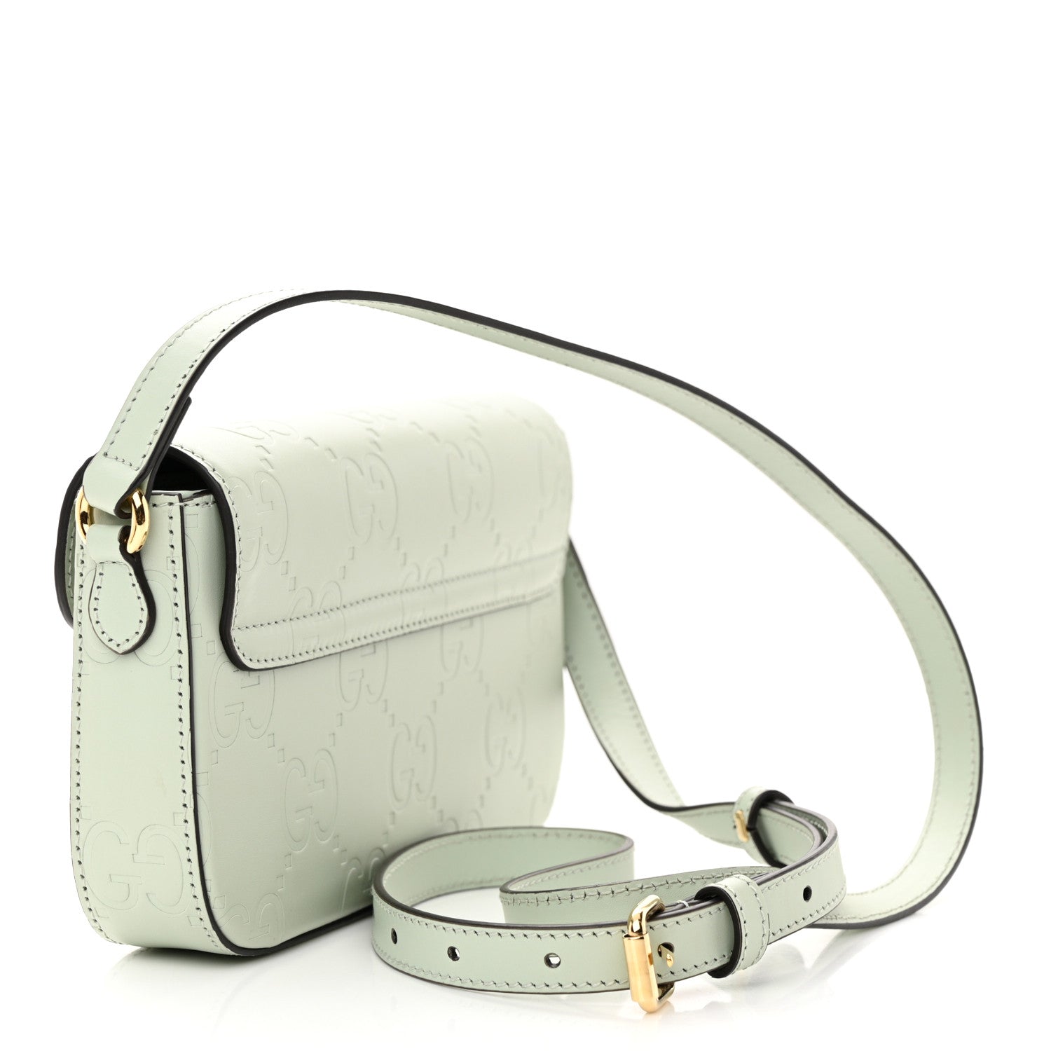 Gucci Calfskin GG Super Mini Shoulder Bag Pale Green 3 of 14