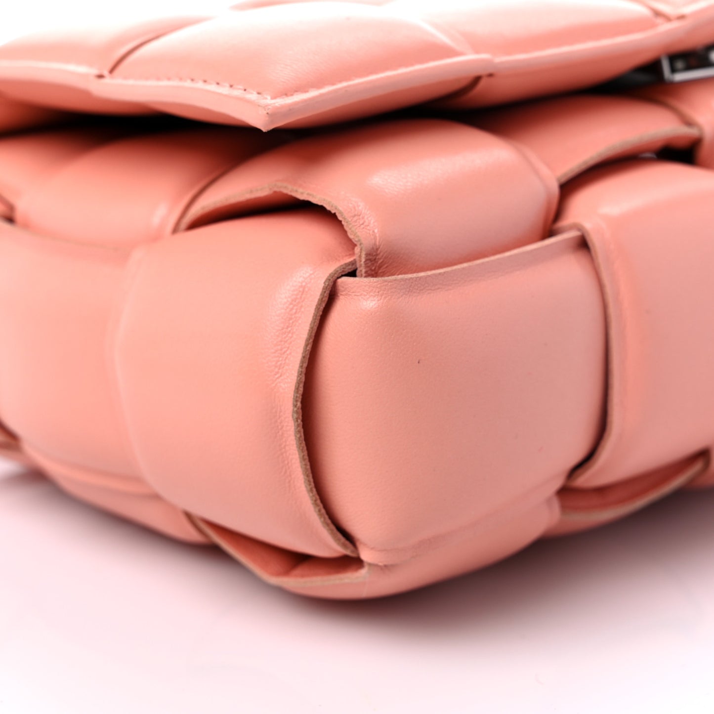 Nappa Maxi Intreccio Padded Cassette Crossbody Bag Peachy
