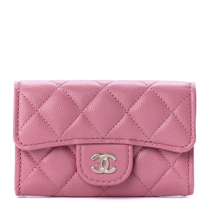 Chanel Caviar Quilted Flap Card Holder Wallet Pink 1 of 10
