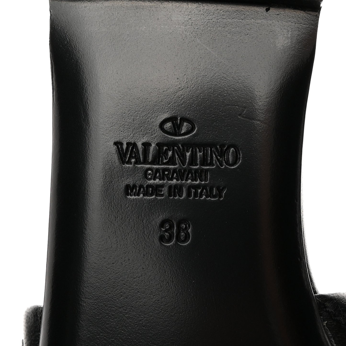 Nappa Roman Stud Flat Slide Sandals 38 Black