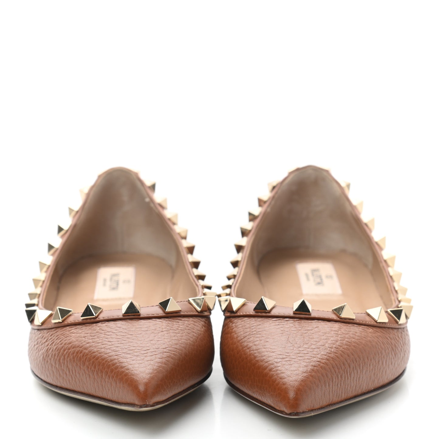 Pebbled Calfskin Rockstud Ballerina Flats 36 Selleria