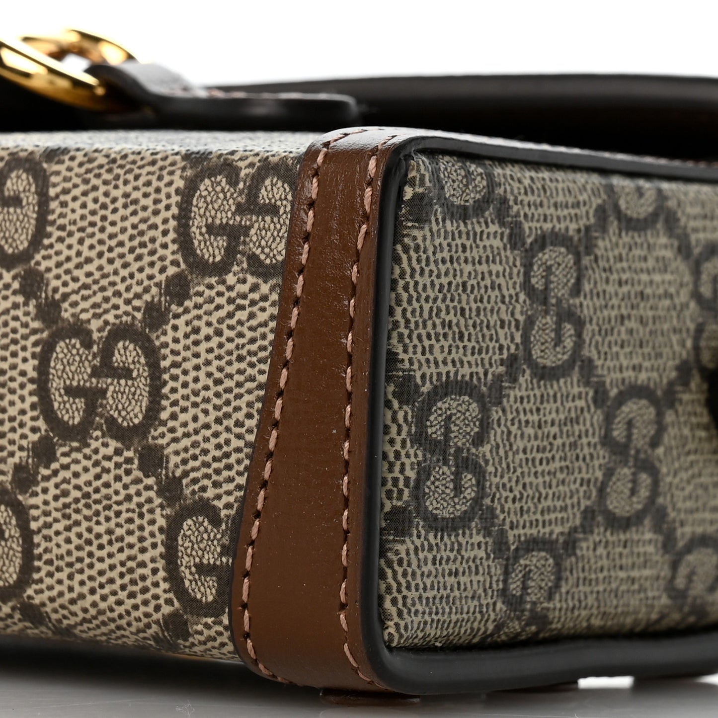 GG Supreme Monogram Mini Horsebit 1955 Shoulder Bag Beige Brown Sugar