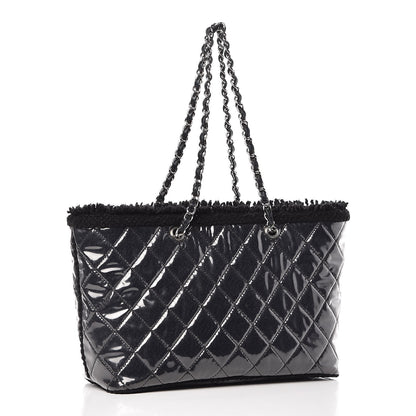 Chanel Vinyl Quilted Large Funny Tweed Tote Black 2 of 15