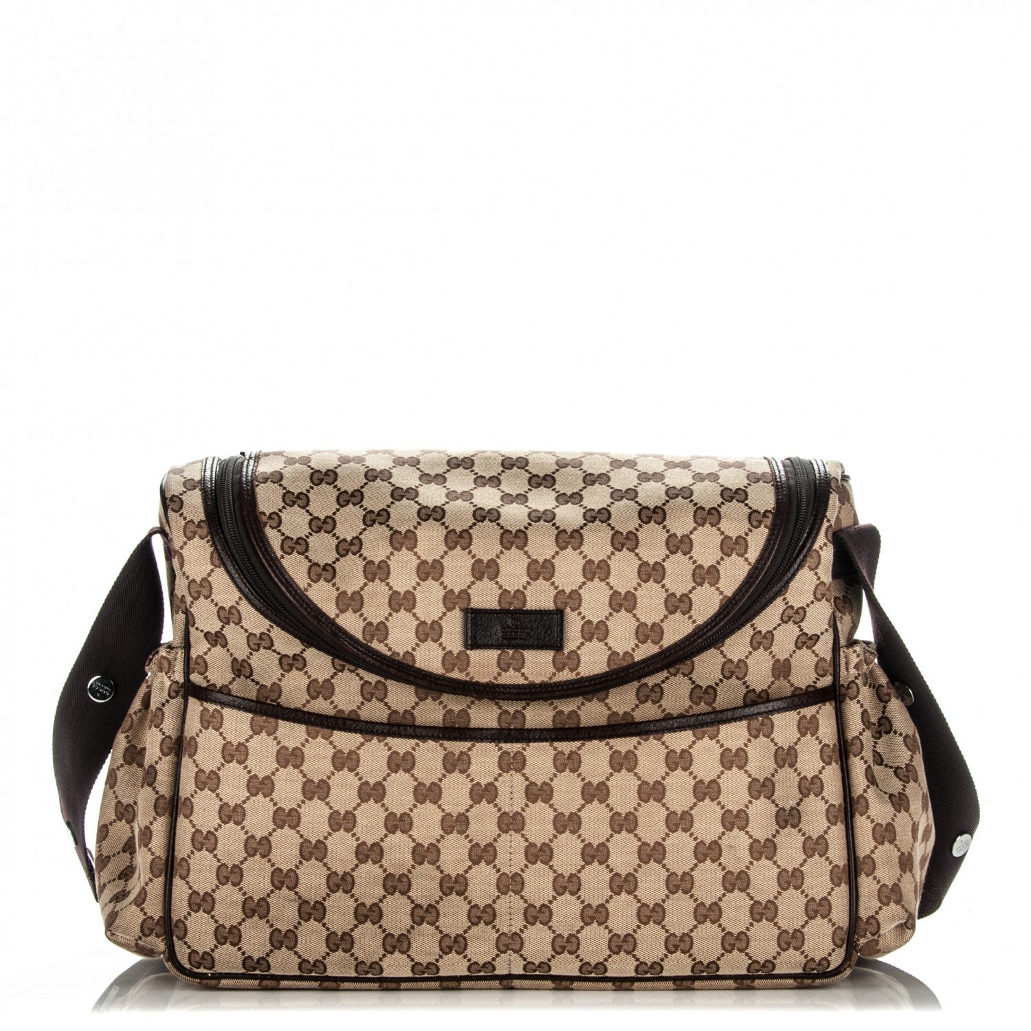 Gucci Monogram Natural Pigskin Large Diaper Bag Beige Ebony Cocoa Dark Chocolate 1 of 7