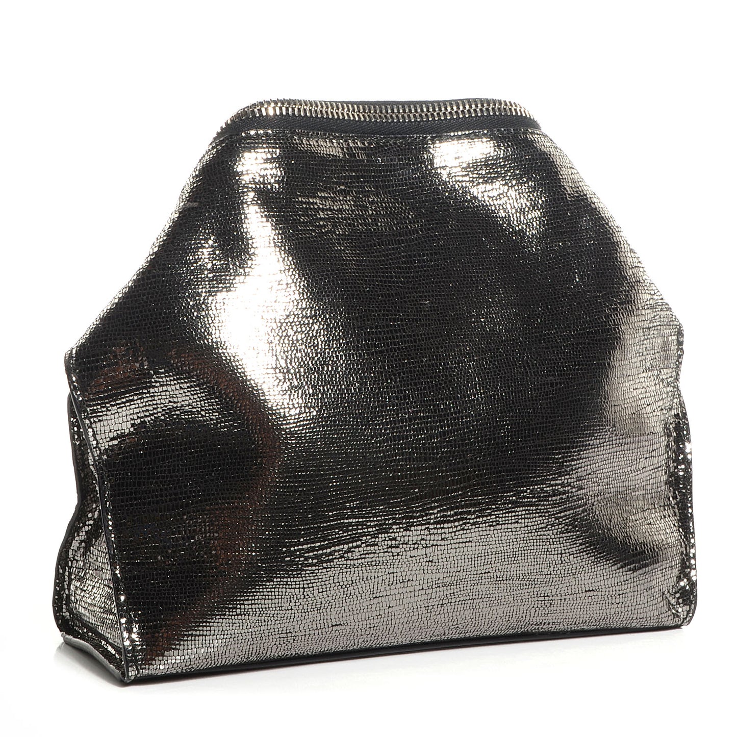 Textured Leather De Manta Cosmetic Case Silver