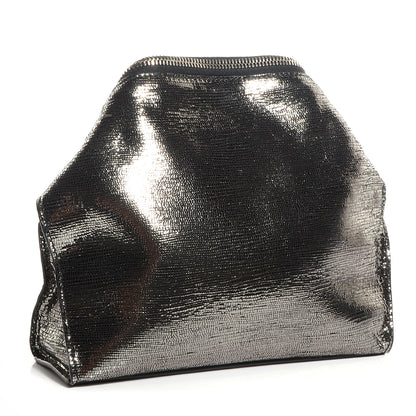 Alexander McQueen Textured Leather De Manta Cosmetic Case Silver 3 of 7