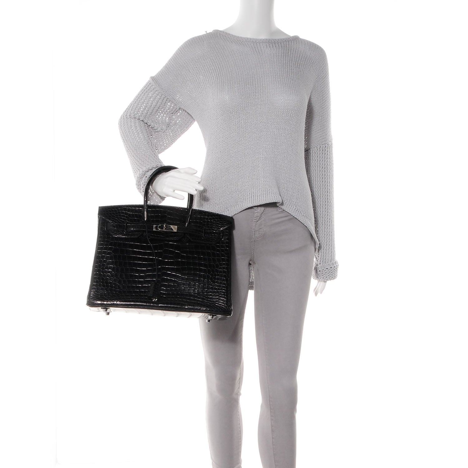Hermes Matte Porosus Crocodile Birkin 35 Black 2 of 10