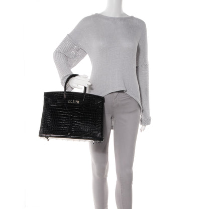 Hermes Matte Porosus Crocodile Birkin 35 Black 2 of 10