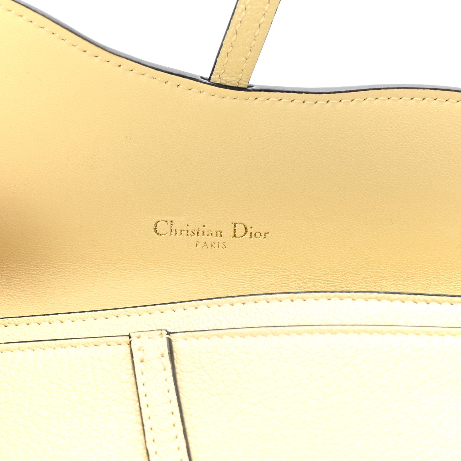 Christian Dior Grained Calfskin Saddle Chain Wallet Pouch Yellow 7 of 8