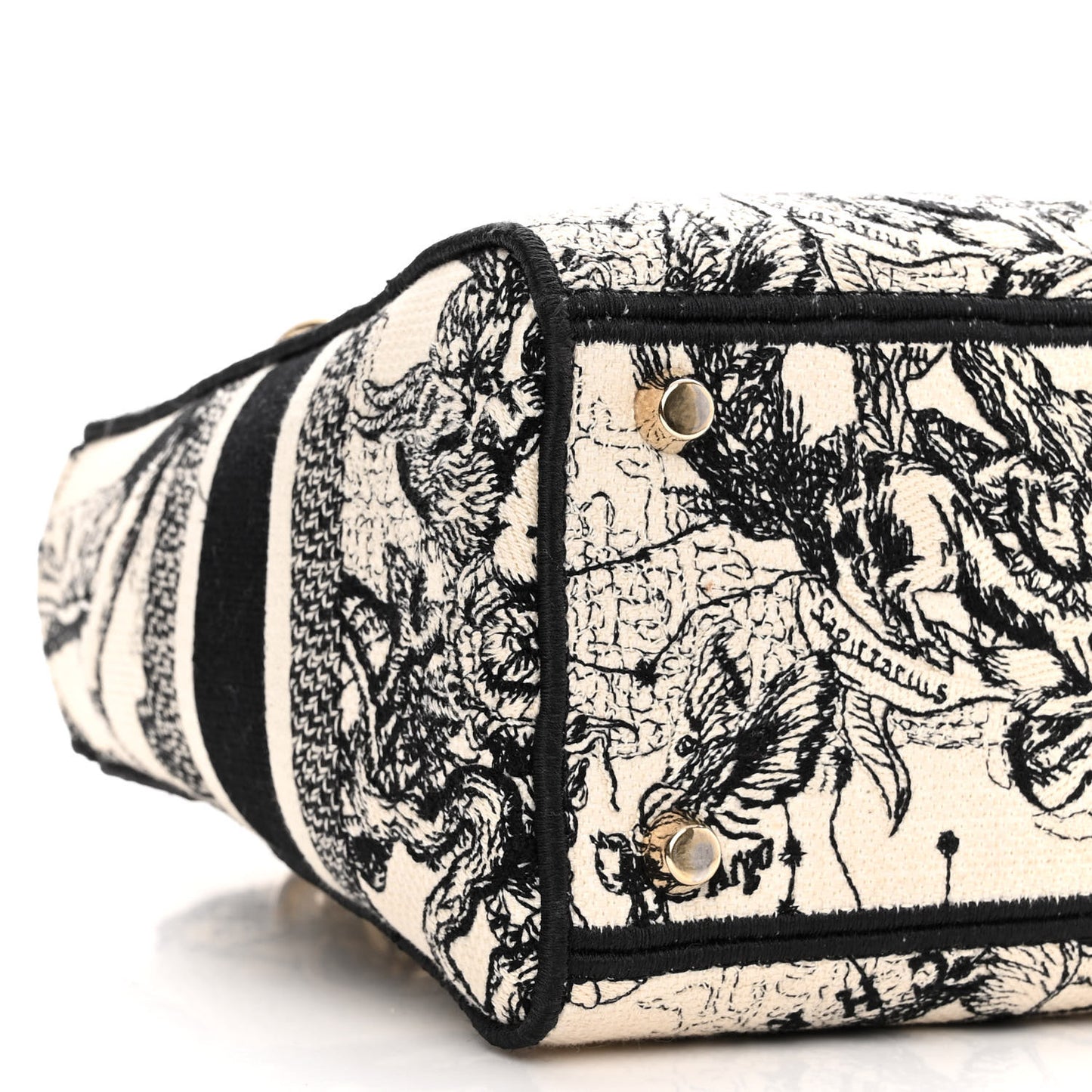 Canvas Embroidered Zodiac Toile De Jouy Medium Lady D-Lite Latte