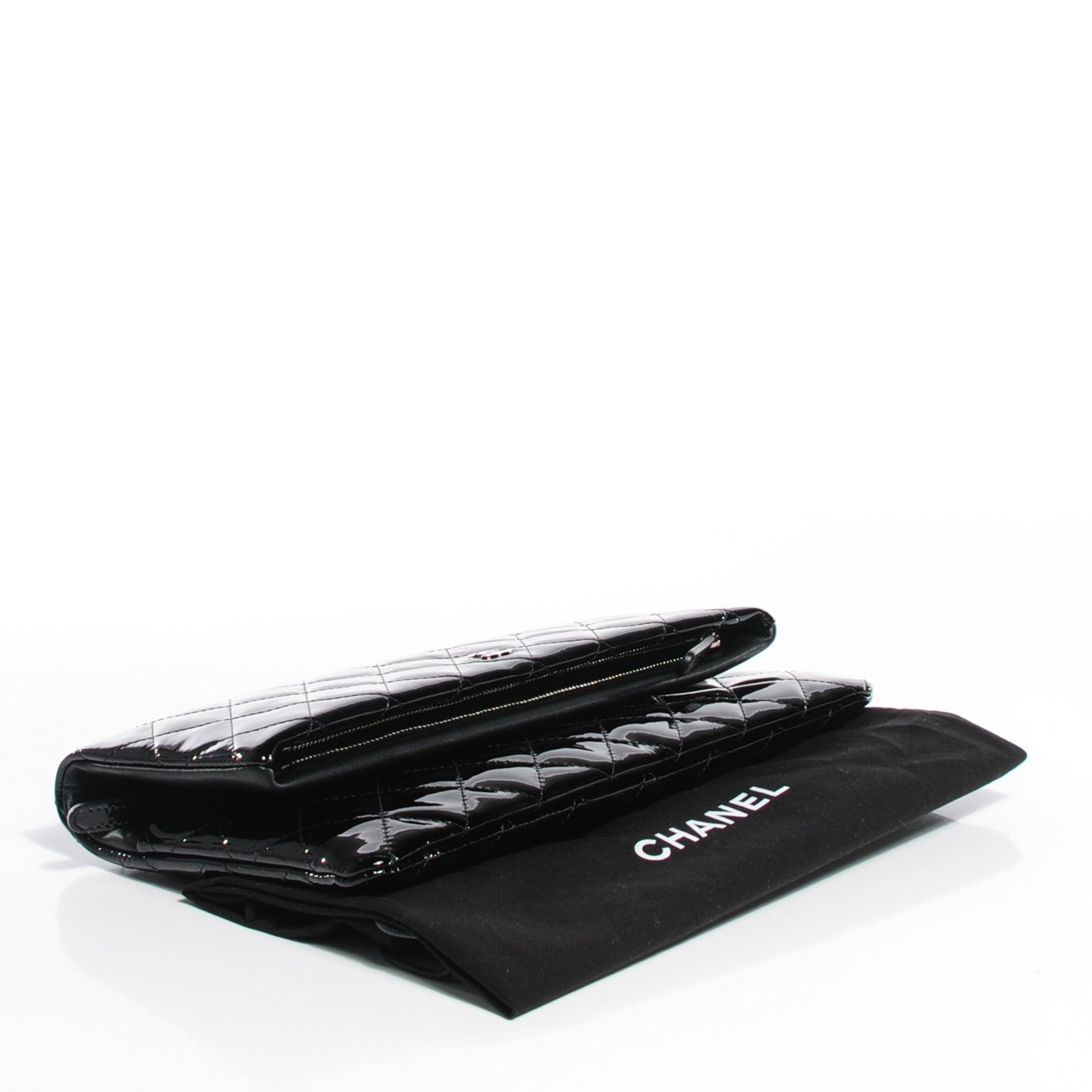 Chanel Patent Calfskin Quilted Beauty CC Clutch Black 4 of 7