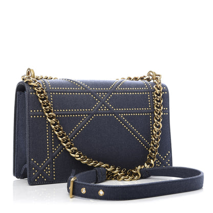 Christian Dior Denim Studded Medium Diorama Flap Bag Blue 2 of 9