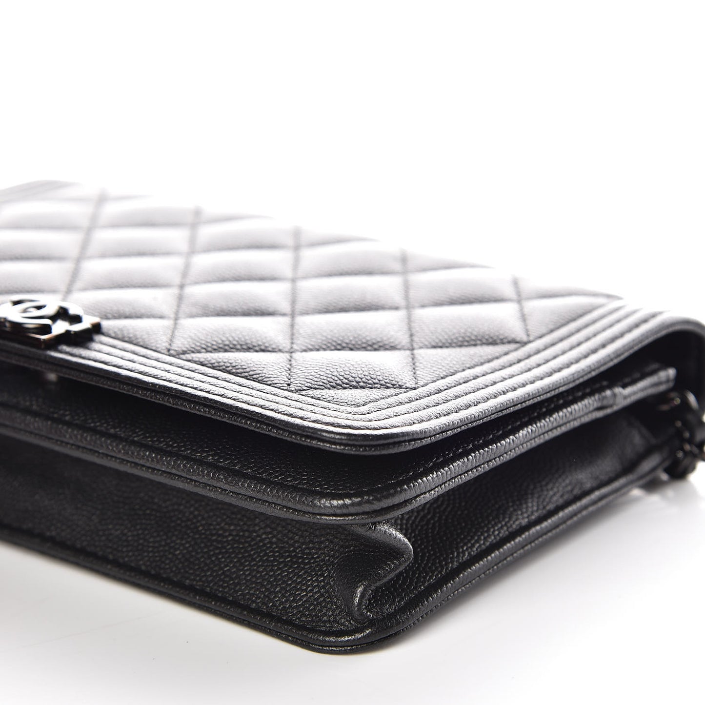Caviar Quilted Boy Wallet On Chain WOC So Black
