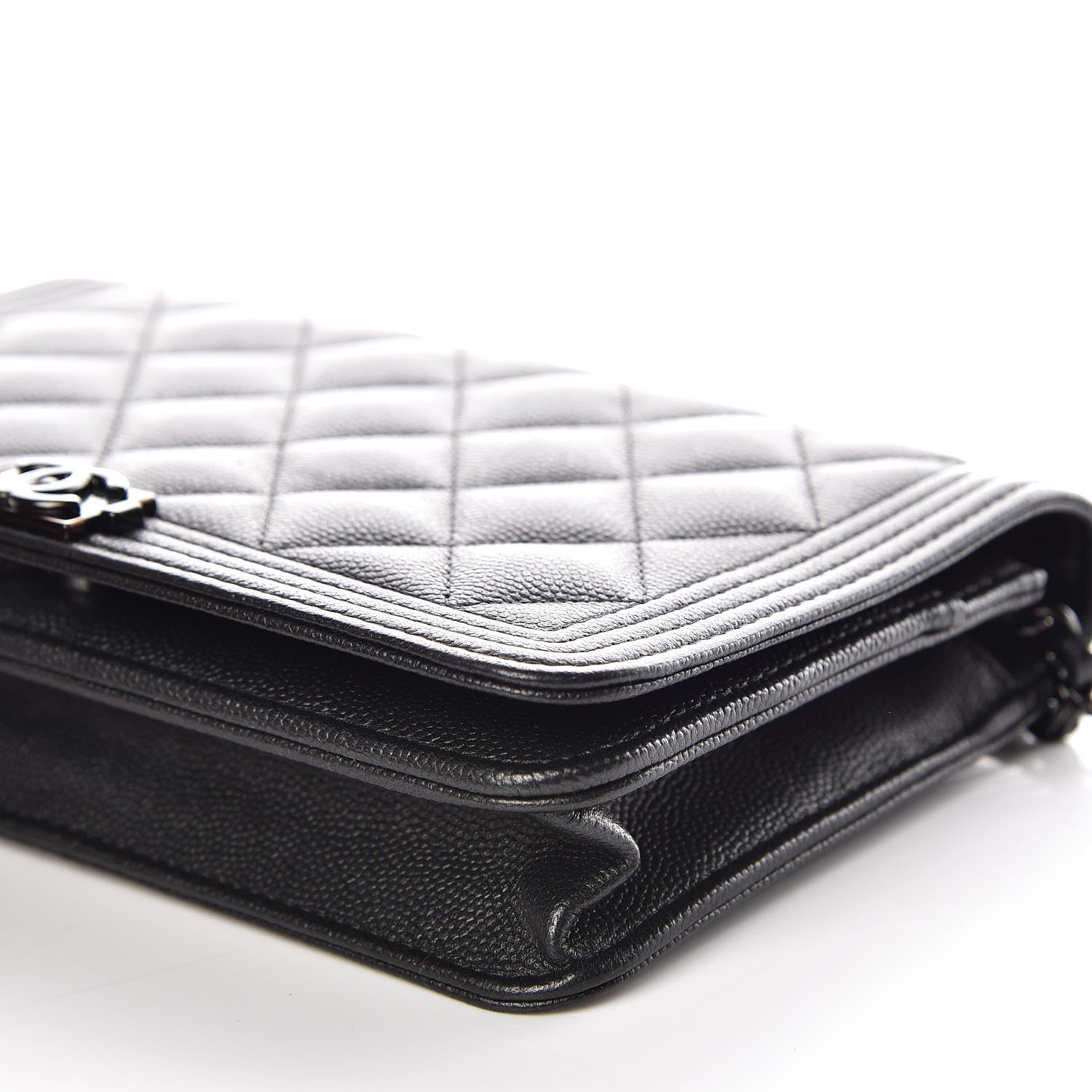 Chanel Caviar Quilted Boy Wallet On Chain WOC So Black 11 of 12