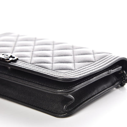 Chanel Caviar Quilted Boy Wallet On Chain WOC So Black 11 of 12