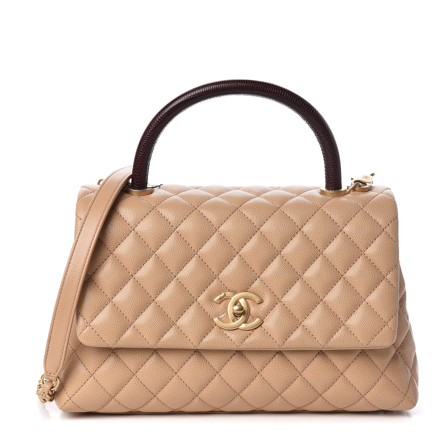 Chanel Caviar Lizard Embossed Quilted Small Coco Handle Flap Beige 1 of 11
