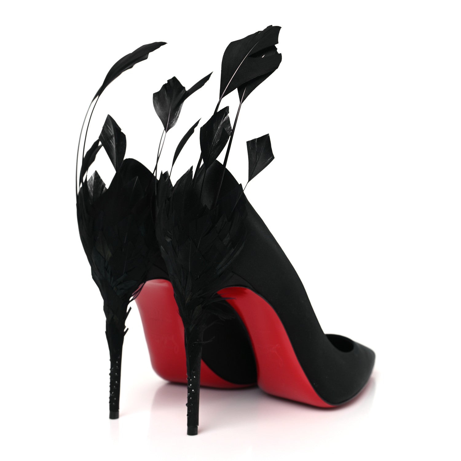 Christian Louboutin Crepe Satin Kate Plume 100 Pumps 41 Black 5 of 9