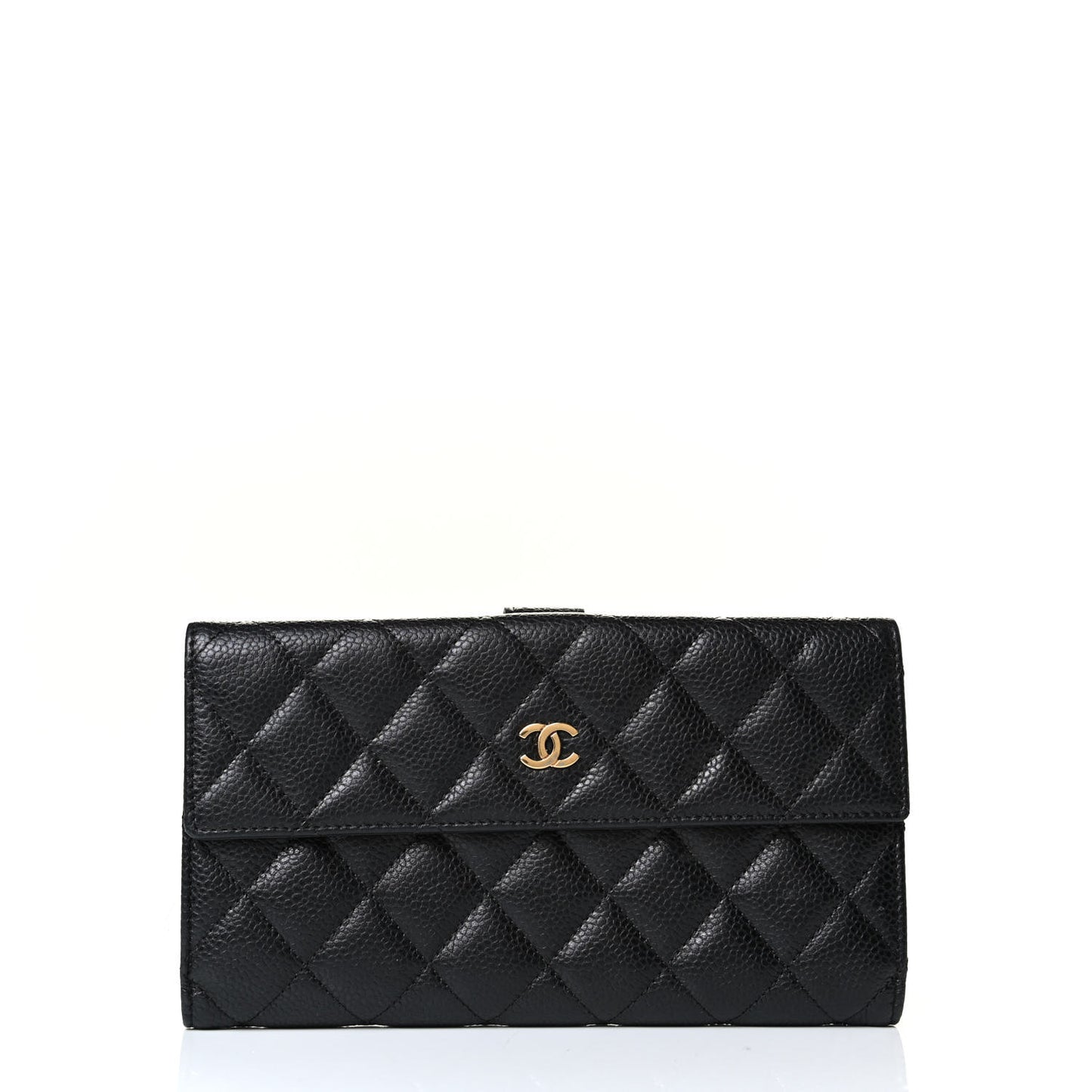 Caviar Quilted CC Long Double Wallet Black